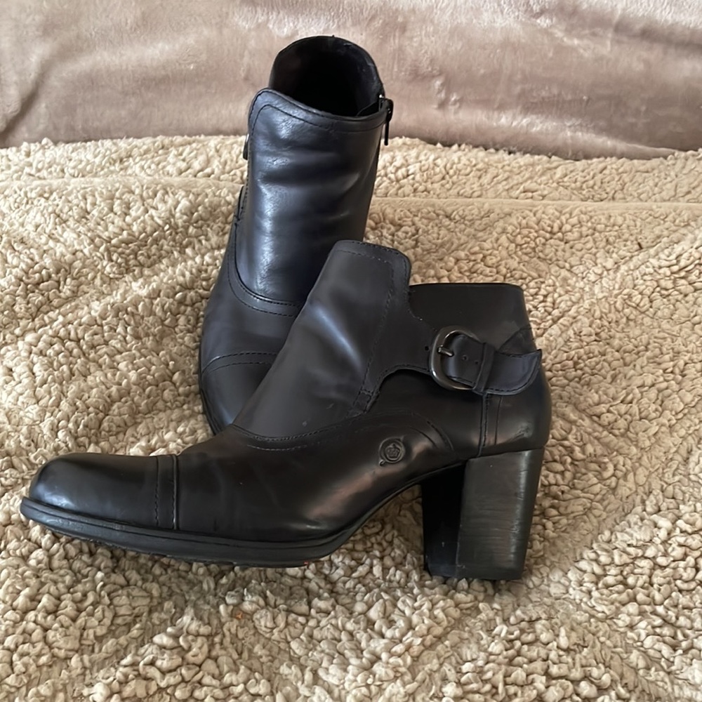 Born Black leather upper booties.